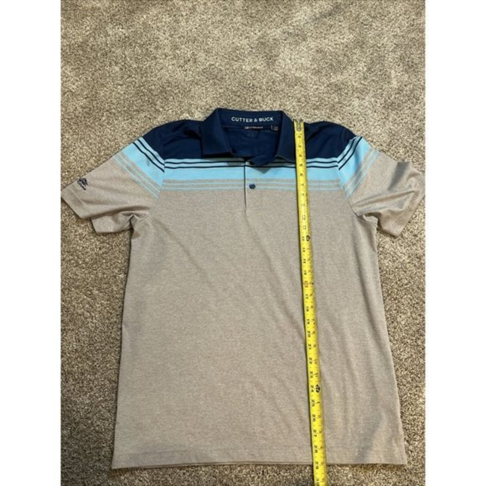 Cutter & Buck Men's Short Sleeve 3 Button Alki Valiant Stripe Golf Polo Size M - Picture 4 of 8